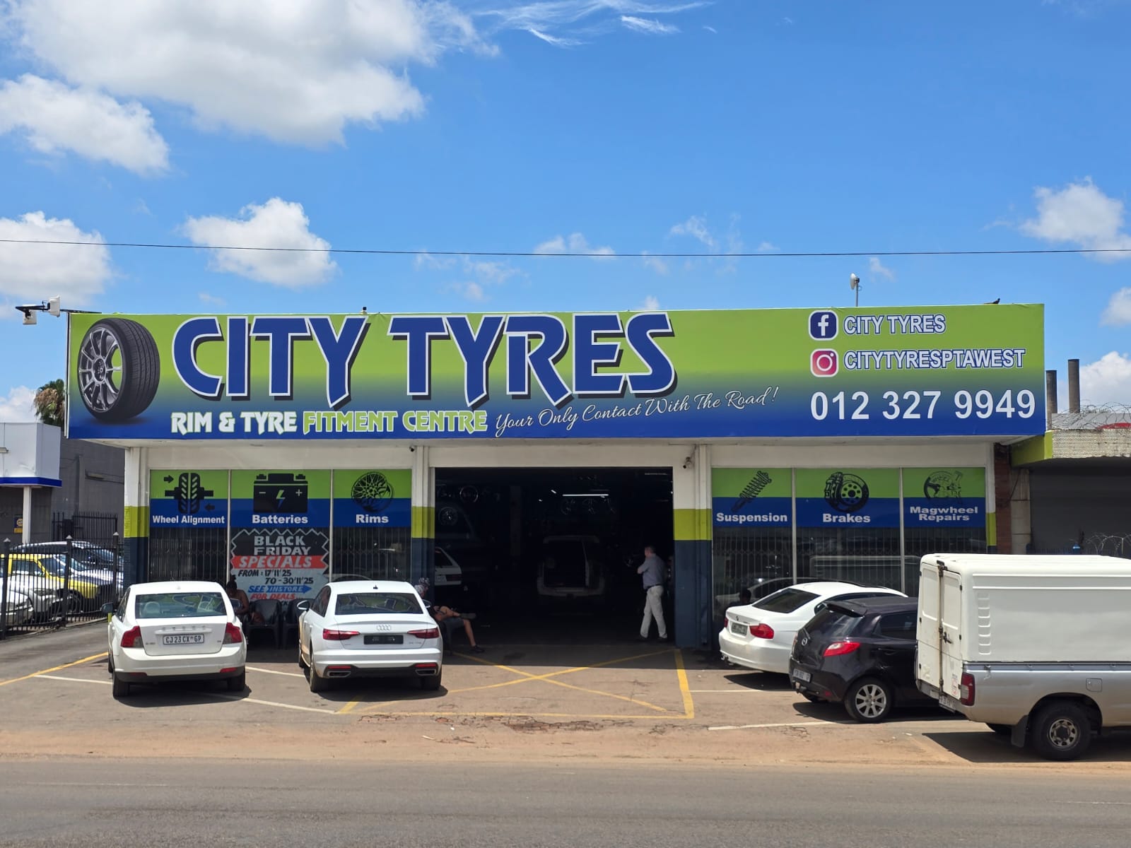 City Tyres showroom and vehicle tyres display