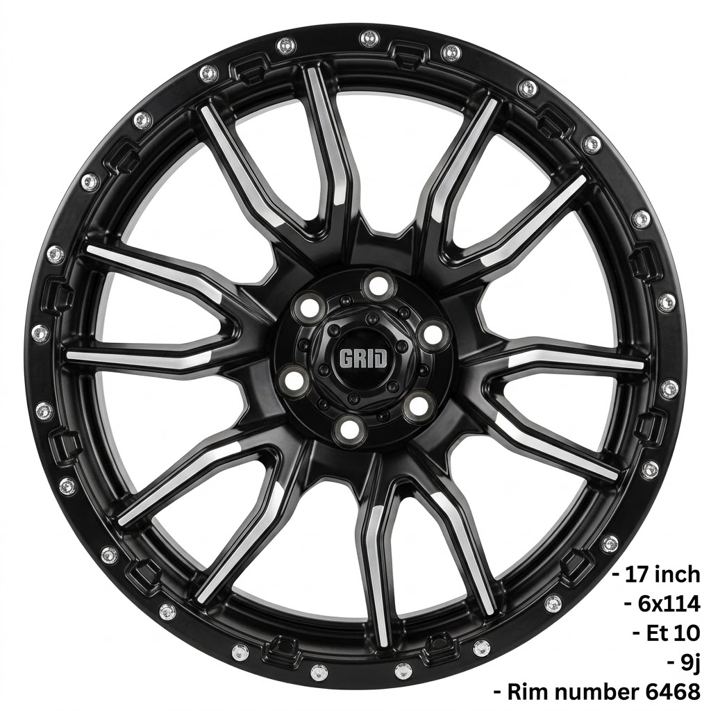 GRID 17" Machined & Matte Black Off-Road Alloy Wheel – GRID Off-Road (Model 6468)