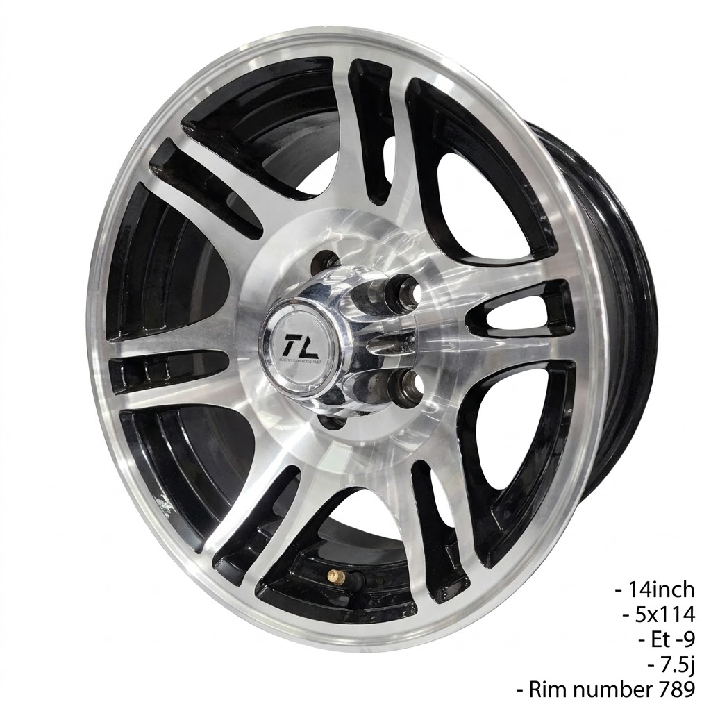 TL 14" Machined & Gloss Black Alloy Wheel – TL Alloy Wheels (Model 789)