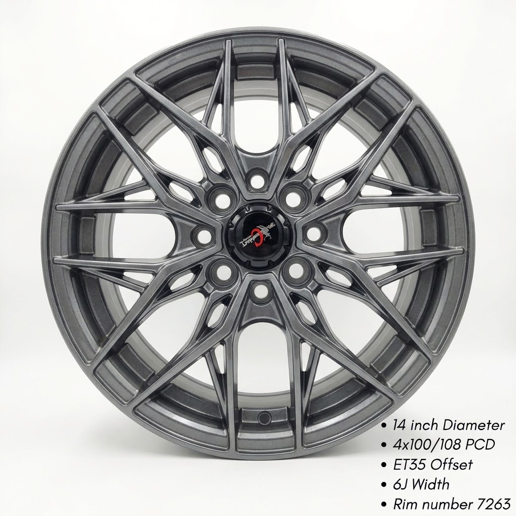 RACING HART  14" Gunmetal Mesh Multi-Fit Alloy Wheel (Model 7263)