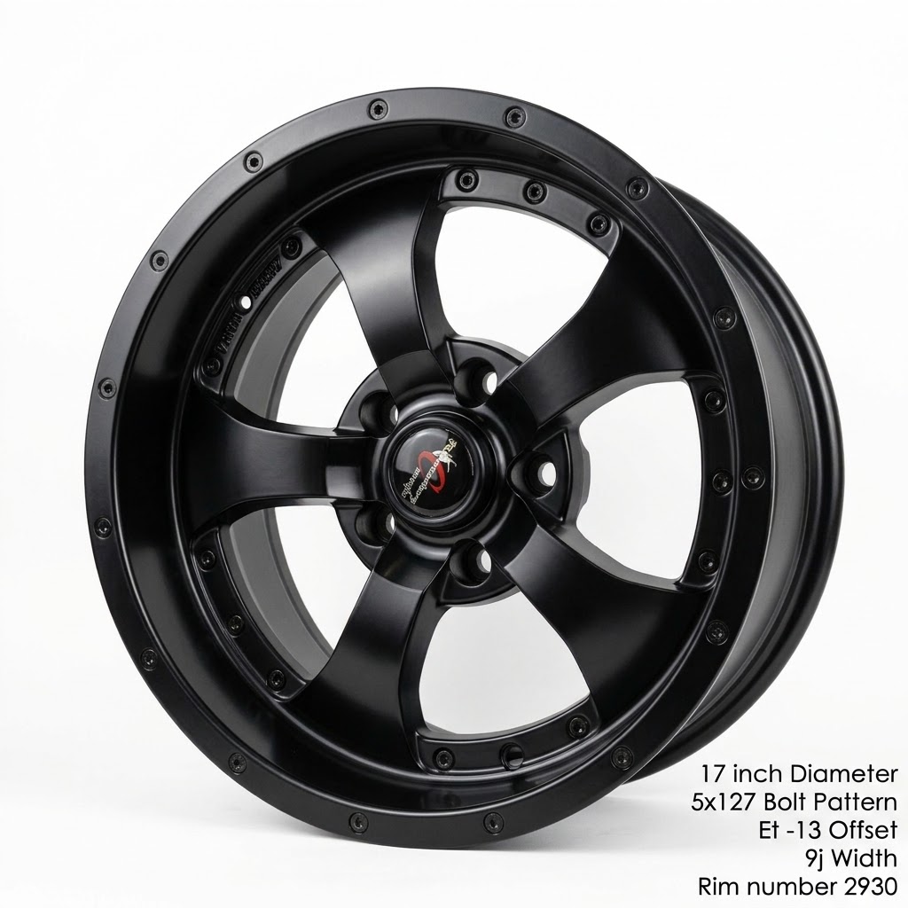 Racing Hart 17" Matte Black Off-Road 5-Spoke Alloy Wheel (Model 2930)