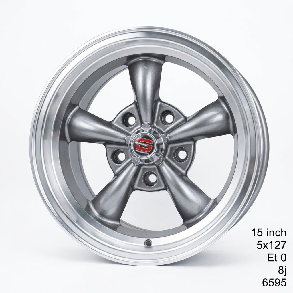 City Tyres 15" Gunmetal & Machined Classic 5-Spoke Alloy Wheel (Model 6595)